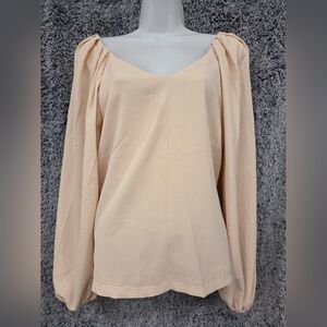 Bohme Balloon Pleetes Sleeve Cream Blouse